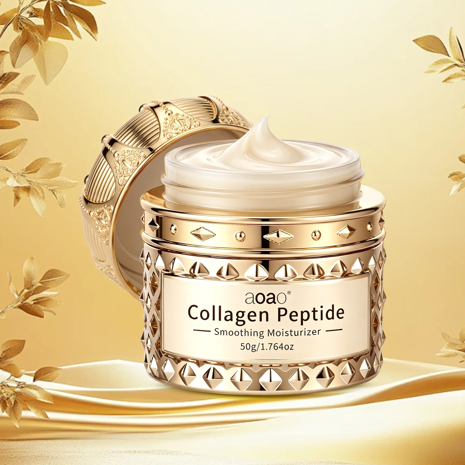 Collagen Peptide Moisturizing Cream, Lightweight Texture, Fast Absorbing, Makes Skin Look Smoother & Firmer, 50g