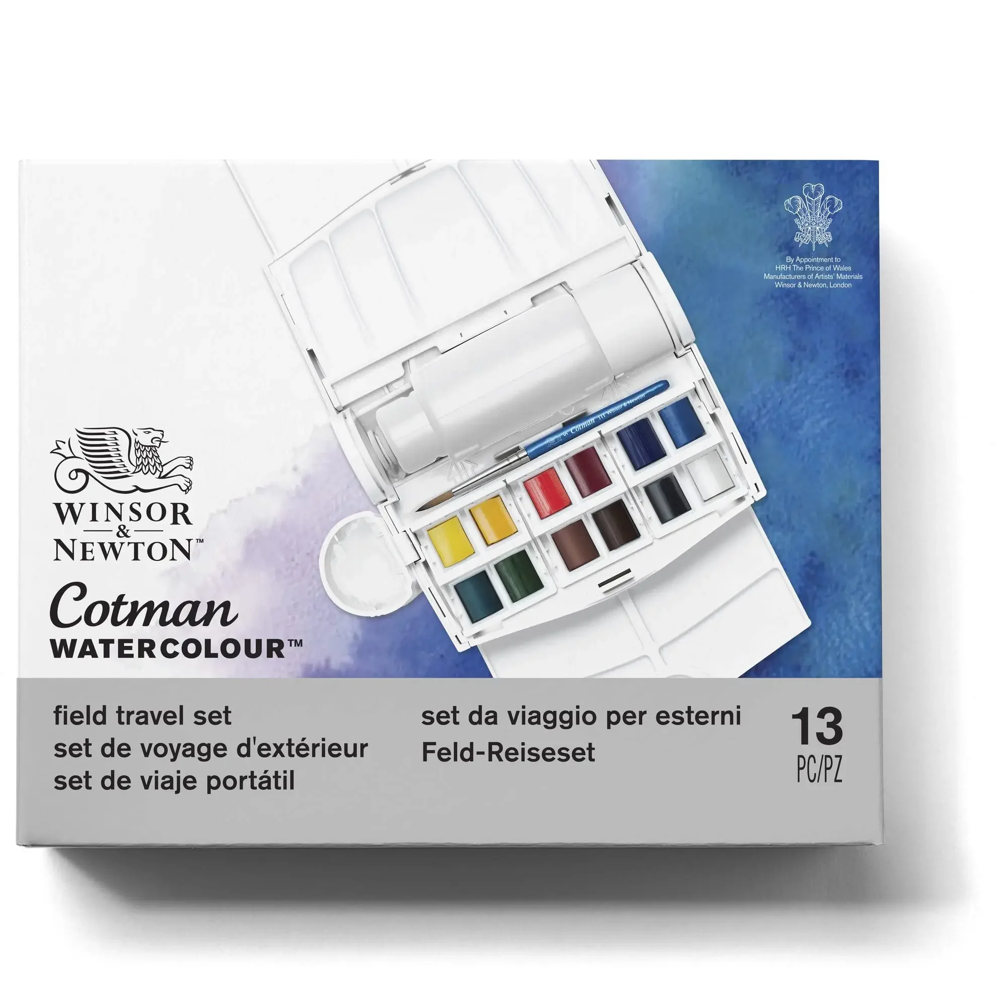 winsor-newton-cotman-watercolor-paint-set-field-travel-set-12-color-half-pans-watercolor-brush-mixing-palette-brush-washing
