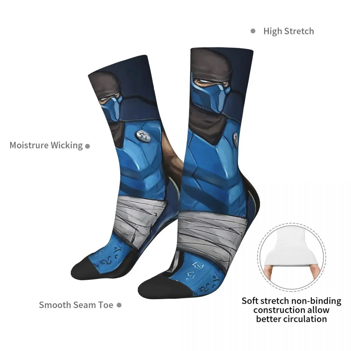 Mortal Kombat Sub-Zero Socks Harajuku Super Soft Stockings All Season Long Socks Accessories for Unisex Gifts