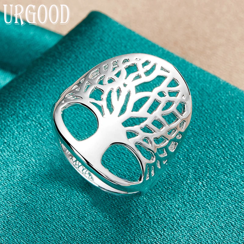 925 Sterling Silver Hollow Tree Of Life Ring For Women Man Party Engagement Wedding Romantic Fashion Jewelry Gift