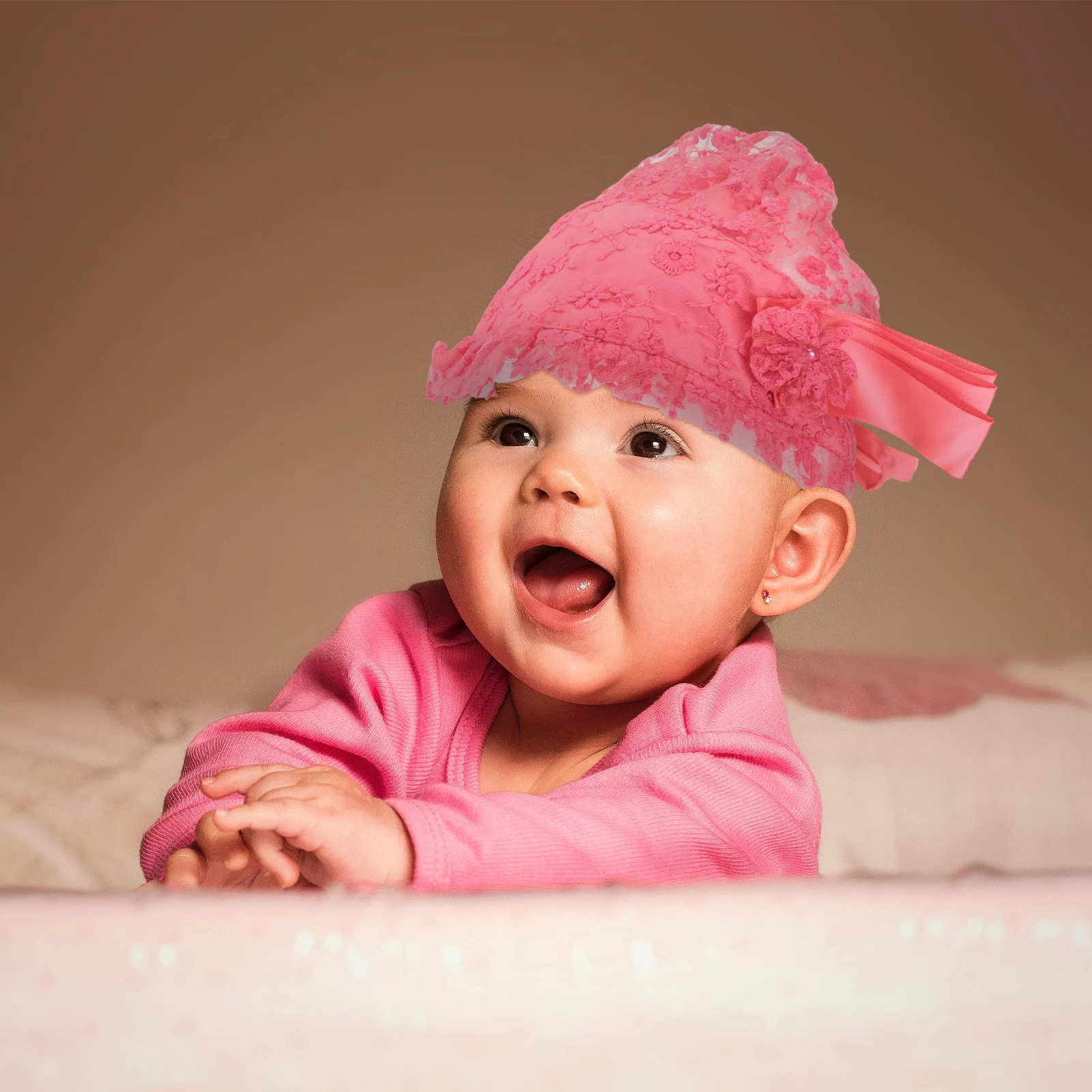 

Baby Topper Girl Hats New Born Newborn Baptism Christening Bonnets for Girls Cap Infant