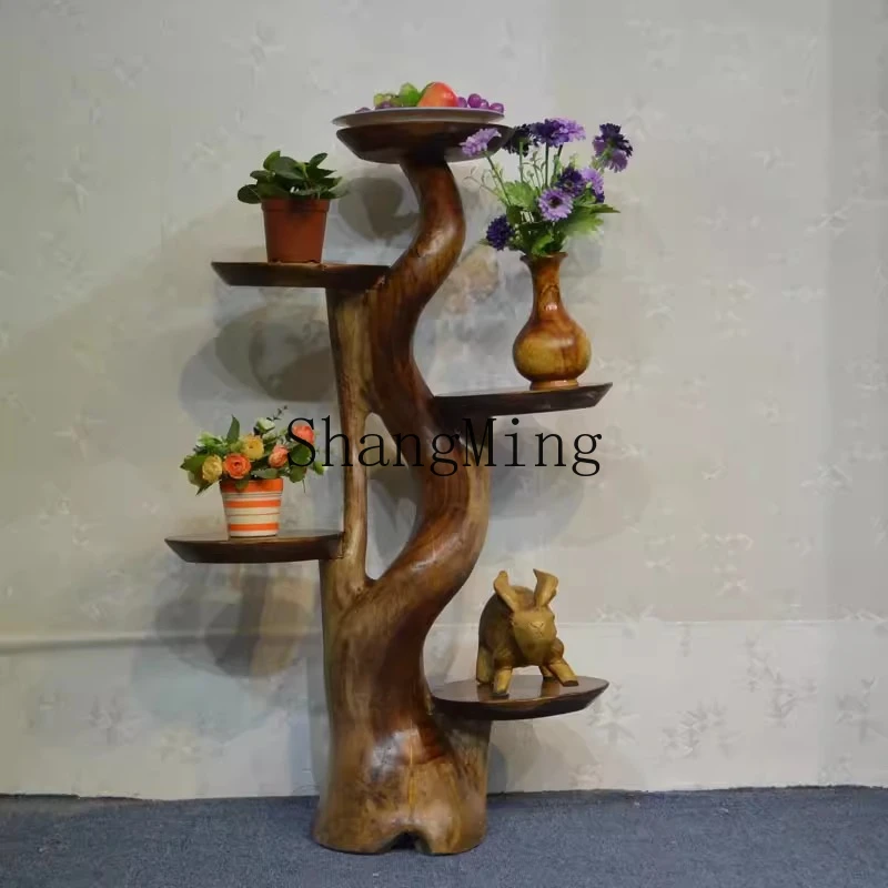CLstand Living room screen ornament Solid wood flower standsolid wood flower stand Multi-layer Chinese solid wood flower