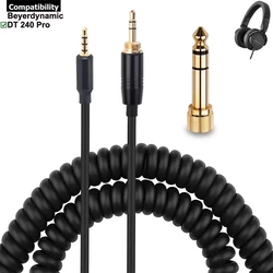 6.35mm Spring Coiled Replacement Cable Extension Cord For Beyerdynamic DT 240 DT-240 DT240 Pro Headphones