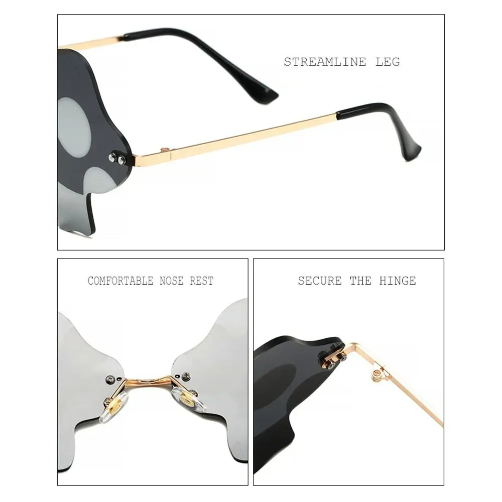 Retro Trendy Irregular Party Favor Rimless Mushroom Shape Eyewear Sun Glasses Sunglasses for Women