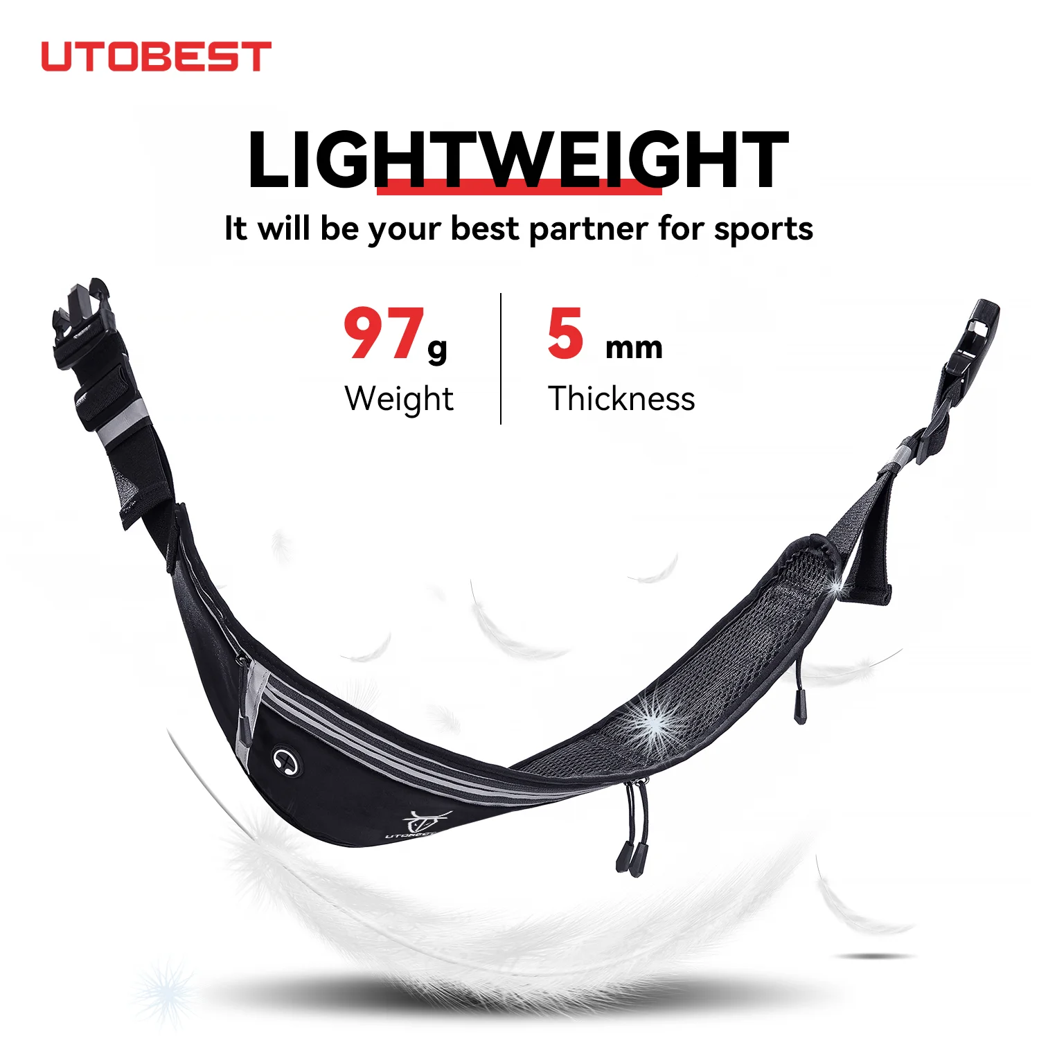 UTOBEST Professional Running Waist Bag Lightweight Thin Marathon Yoga Belt Fanny Pack Sports Pack Bag