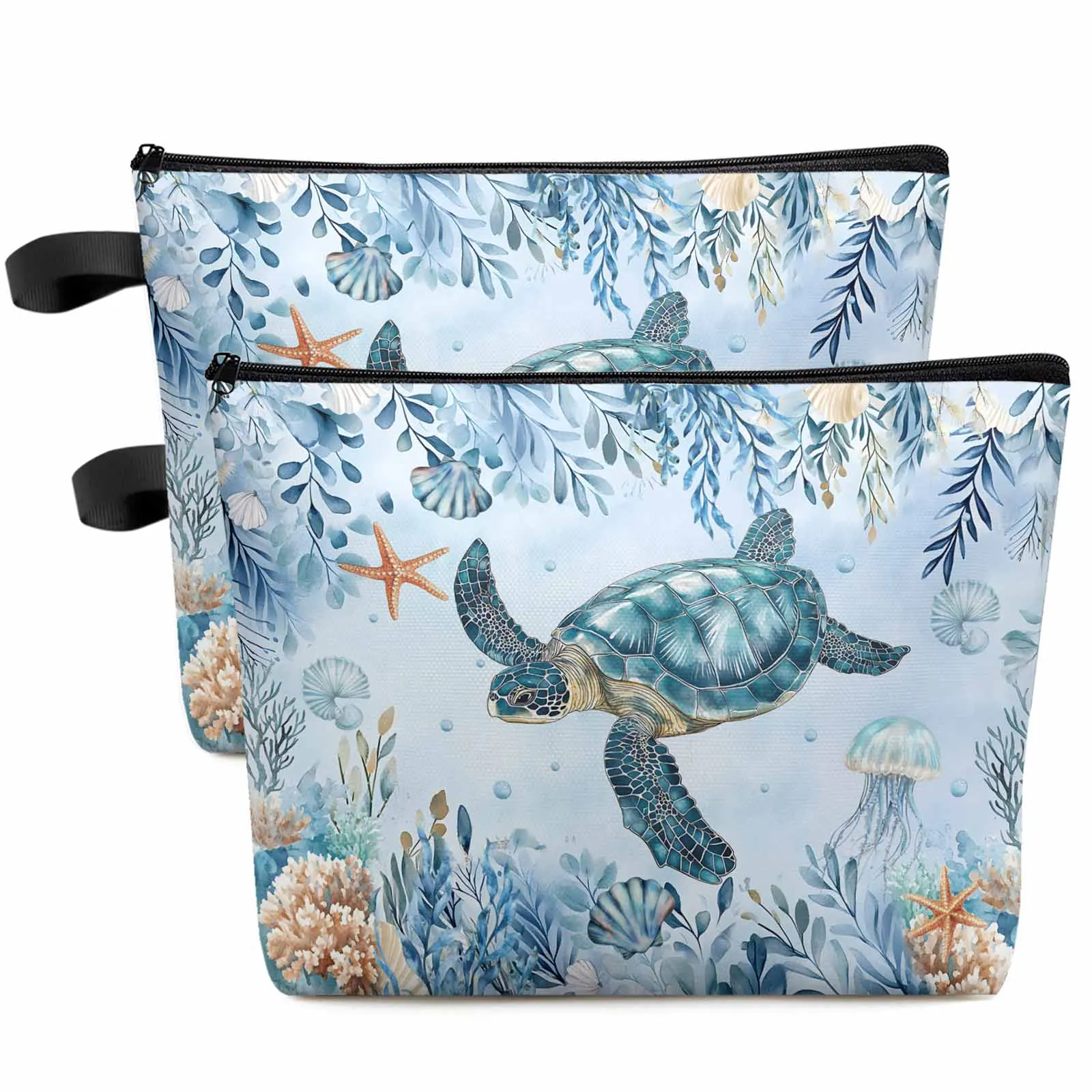 

Summer Turtle Marine Life Large Capacity Travel Cosmetic Bag Portable Makeup Storage Pouch Women Waterproof Pencil Case