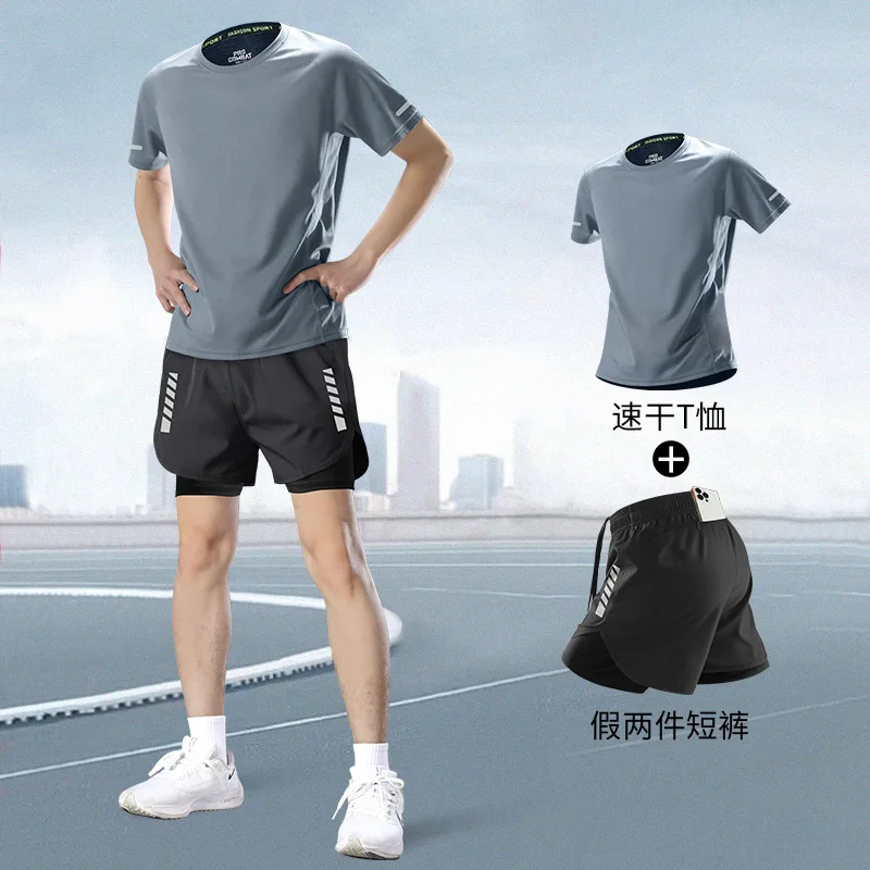 Fitness Clothes for Men Running Summer Quick-drying Short-sleeved Shorts Sports Suit