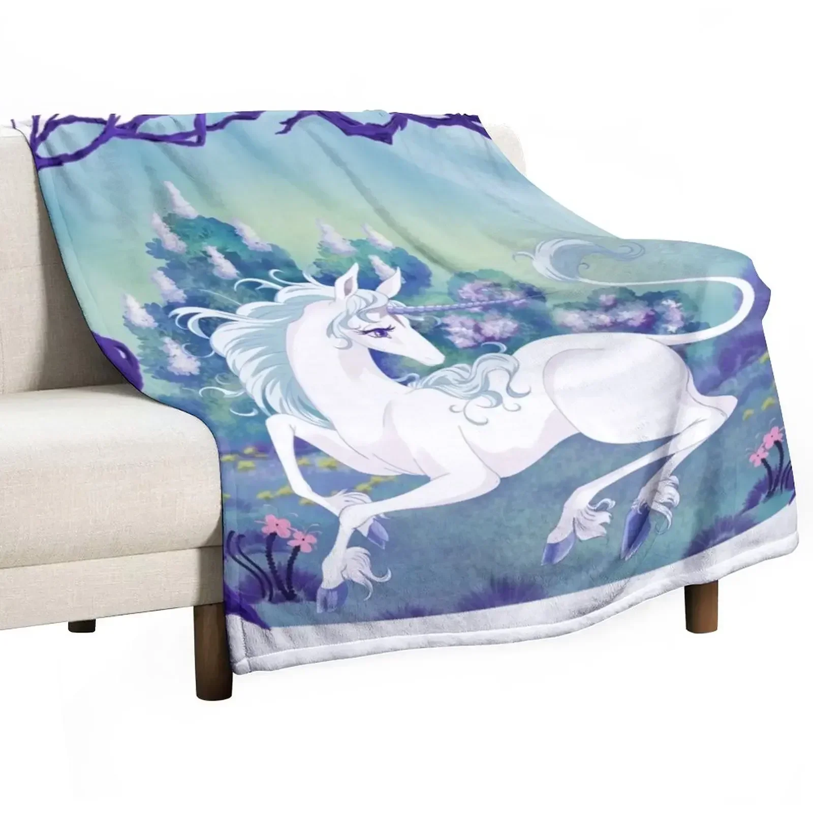 

Unicorn lying in framed wood Throw Blanket Large decorative Luxury Throw Flannel Fabric Blankets