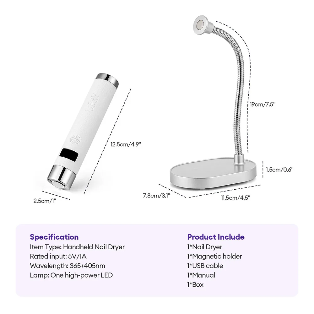 ترقية 2 في 1 مصباح أظافر بالأشعة فوق البنفسجية قابل لإعادة الشحن مصباح أظافر جل أدوات صالون مانيكير قاعدة مغناطيسية مستديرة مفتوحة أقل احتمال أن تسقط