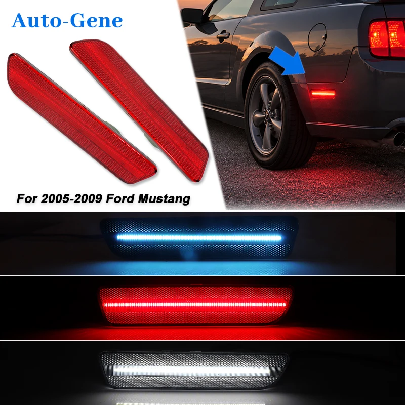 2pcs White LED Rear Bumper Reflector Side Marker Light For Ford Mustang 2005-2009 Fender Flare Lamps 4R3Z-15A201-BA