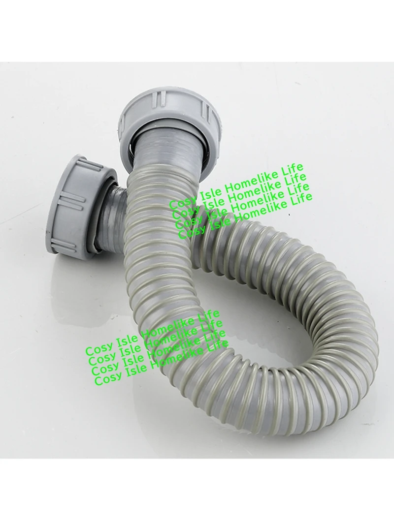 Sink Drain Water Pipe PVC Downcomer Kitchen Vegatable Basin Double Joint Connection Sewage Hose Processor Drain Fitting 45 /60cm