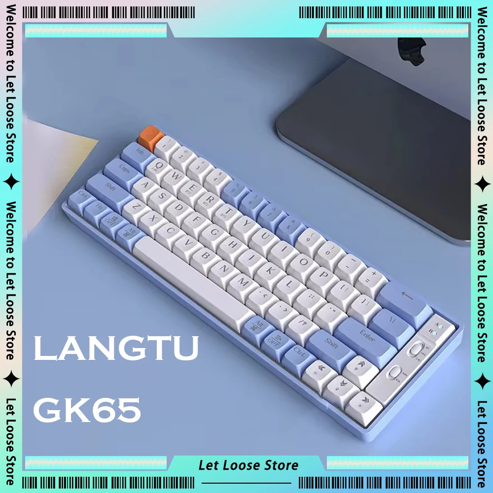 Langtu GK65 Mechanical Keyboards Wireless Bluetooth Three Mode Hot Swap Mixed Light Gaming Keyboard Custome Computer Accessories