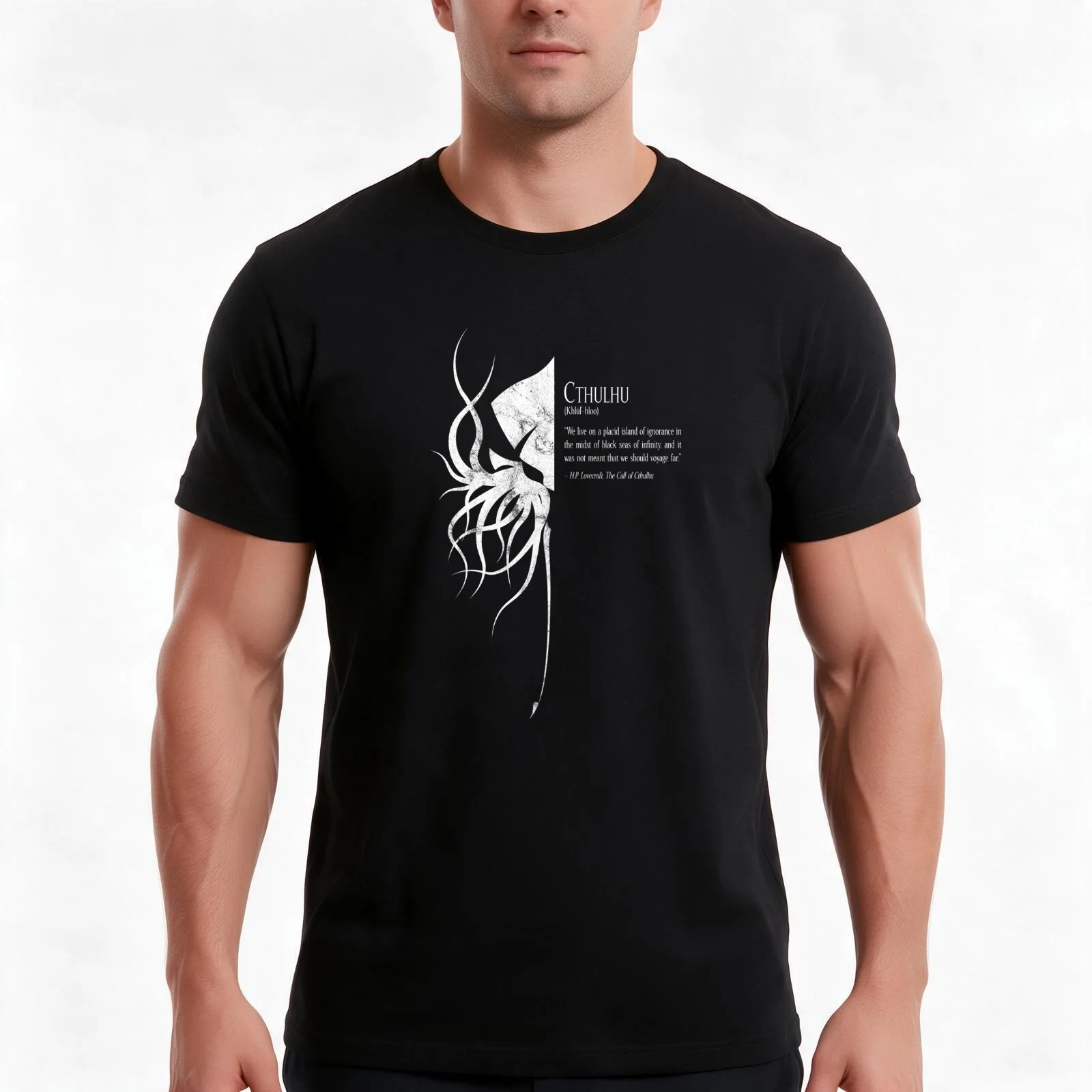 Cthulhu (marble) T-Shirt Summer Casual Cotton Tee Oversized Streetwear Tops Vintage Graphic Print Loose Fit Short Sleeve