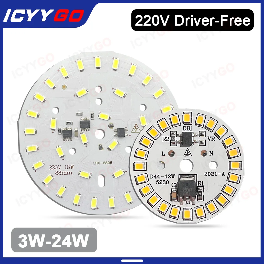 

1PCS 220V SMD 2835 5730 LED Light Bulb PCB Board Driver-Free 3W 5W 7W 9W 12W 15W 18W 24W LED Downlight Chip Spotlight LED