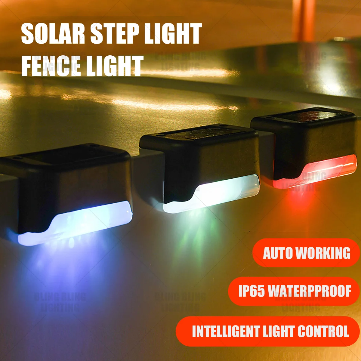 

LED Solar Deck Lights Outdoor Waterproof Garden Fence Light Step Light Stair Lamp for Railing Yard Patio Pathway Night Lighting