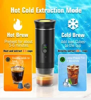 Machine à café expresso portable sans fil DENOKIN pour voiture et camping, réservoir d'eau de 80 ml, affichage numérique, machine à café de voyage 3 en 1 pour capsules et poudres 6