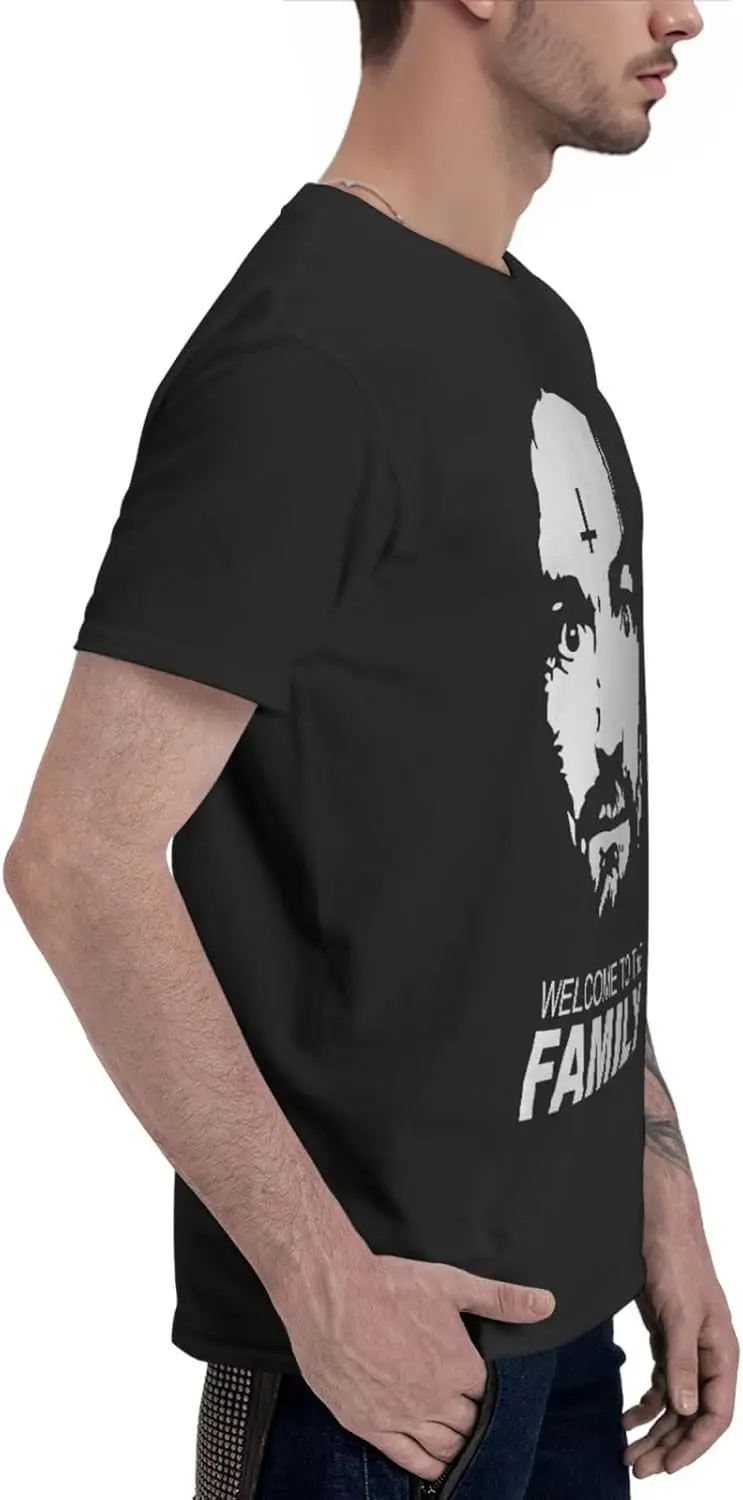 تي شيرت تشارلز ميوزيك مانسون تي شيرت رجالي صيفي قطني برقبة دائرية وأكمام قصيرة