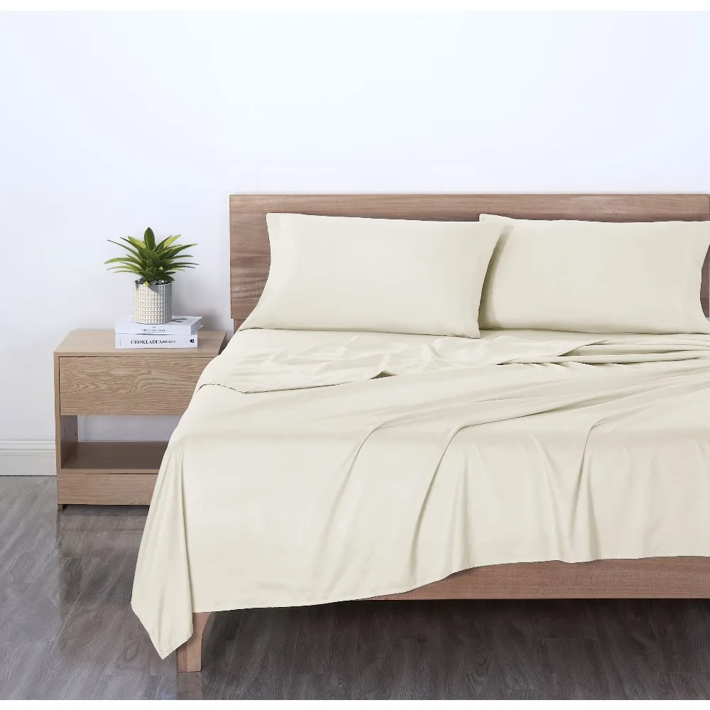 Mainstays Basic Value Microfiber Bed Sheet Set, Fresh Ivory, Full, 4 Piece