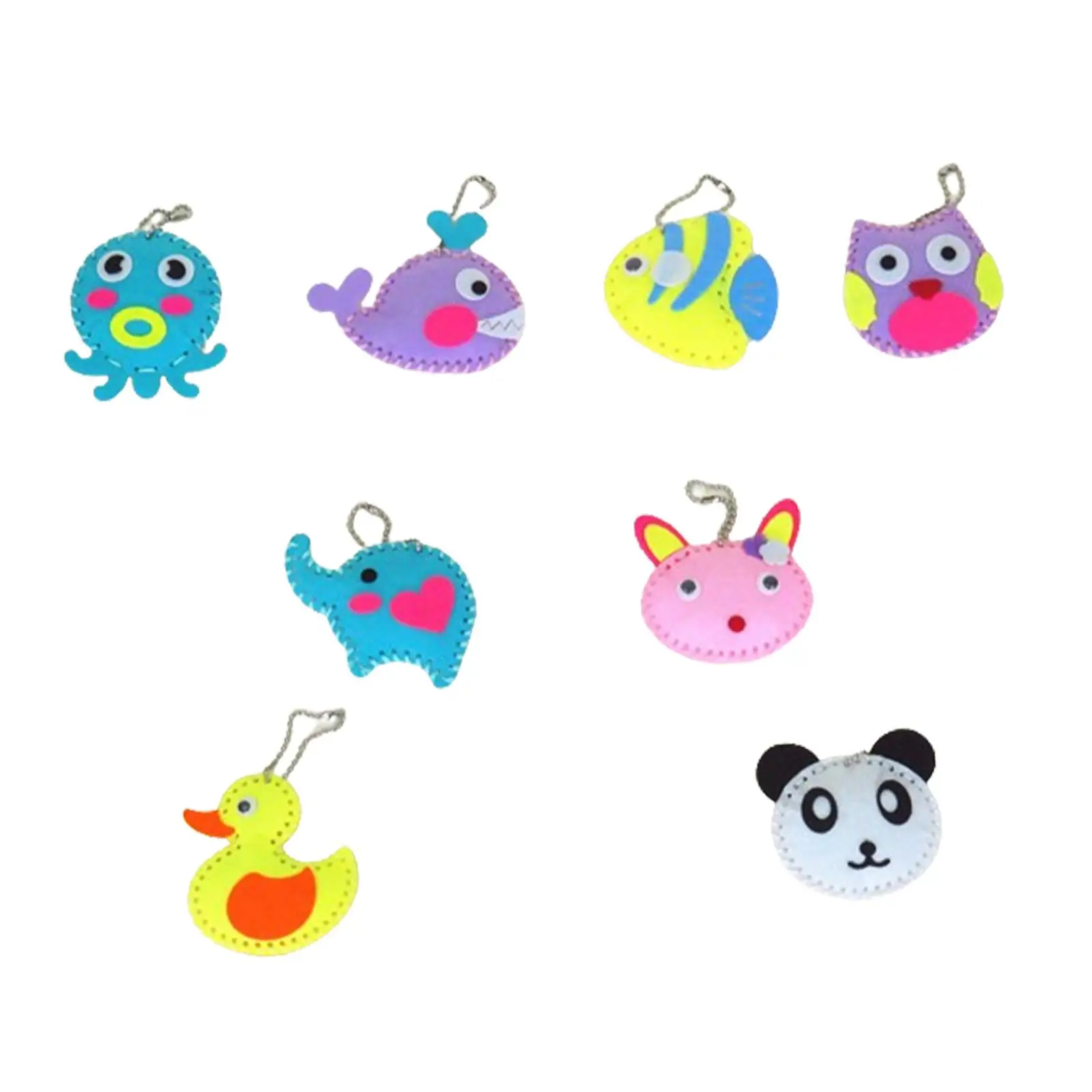8x Kids Sewing Kit Cartoon Animal Pendants Educational Toys Nonwoven Fabric for
