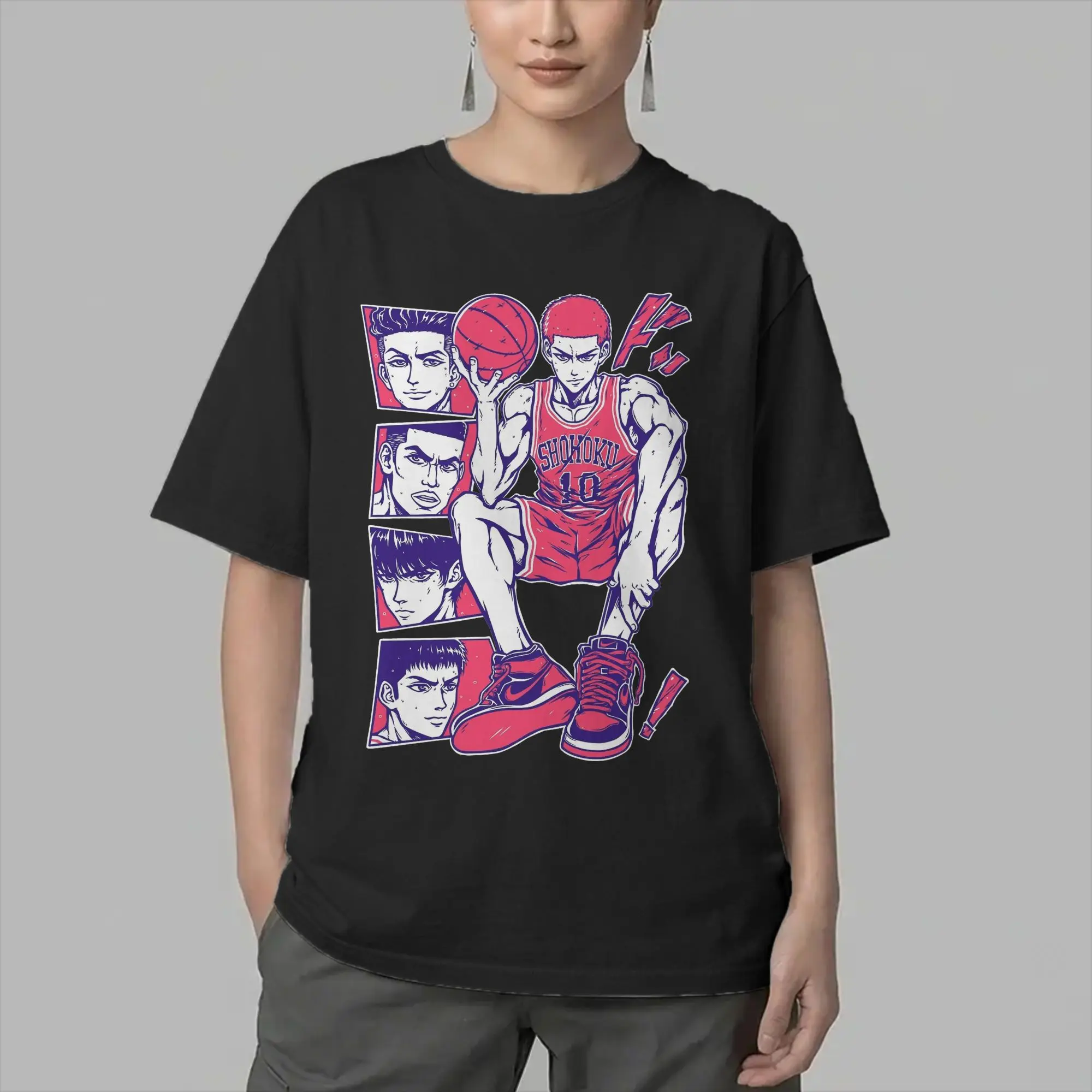Shohoku Slams Dunks Anime Men T Shirt  Novelty Tees Short Sleeve Crewneck T-Shirts 100% Cotton Summer Clothes