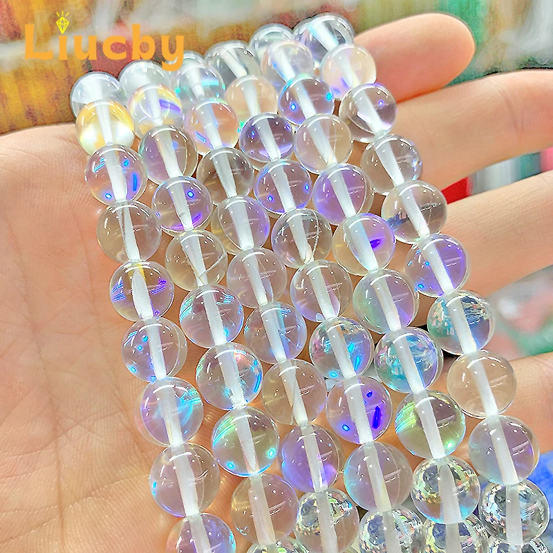 White sparkling round bead crystal Stone Round Beads For Jewelry Making Rings DIY Accessories Necklace 15\