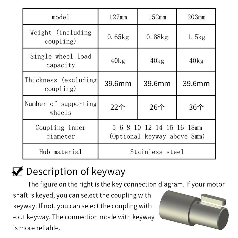 1Pc 127 152 203mm Omni-directional Wheel Driving Omnidirectional wheel 203mm omni-directional wheel