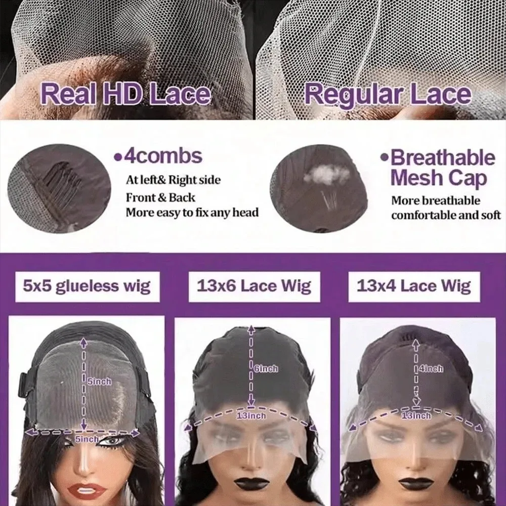 40 42 Inch Long Glueless Wear And Go Body Wave Remy Human Hair Wig 13x4 13x6 HD Transparent Lace Frontal 5x5 Lace Closure Pre Plucked Baby Hair Wigs For Black Women image 7