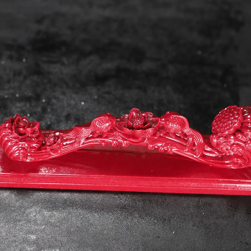 Cinnabar Ruyi Handheld Furnace Purple Gold Living Room Entrance Office Ornament Home Temple Wealth Gift Decoration