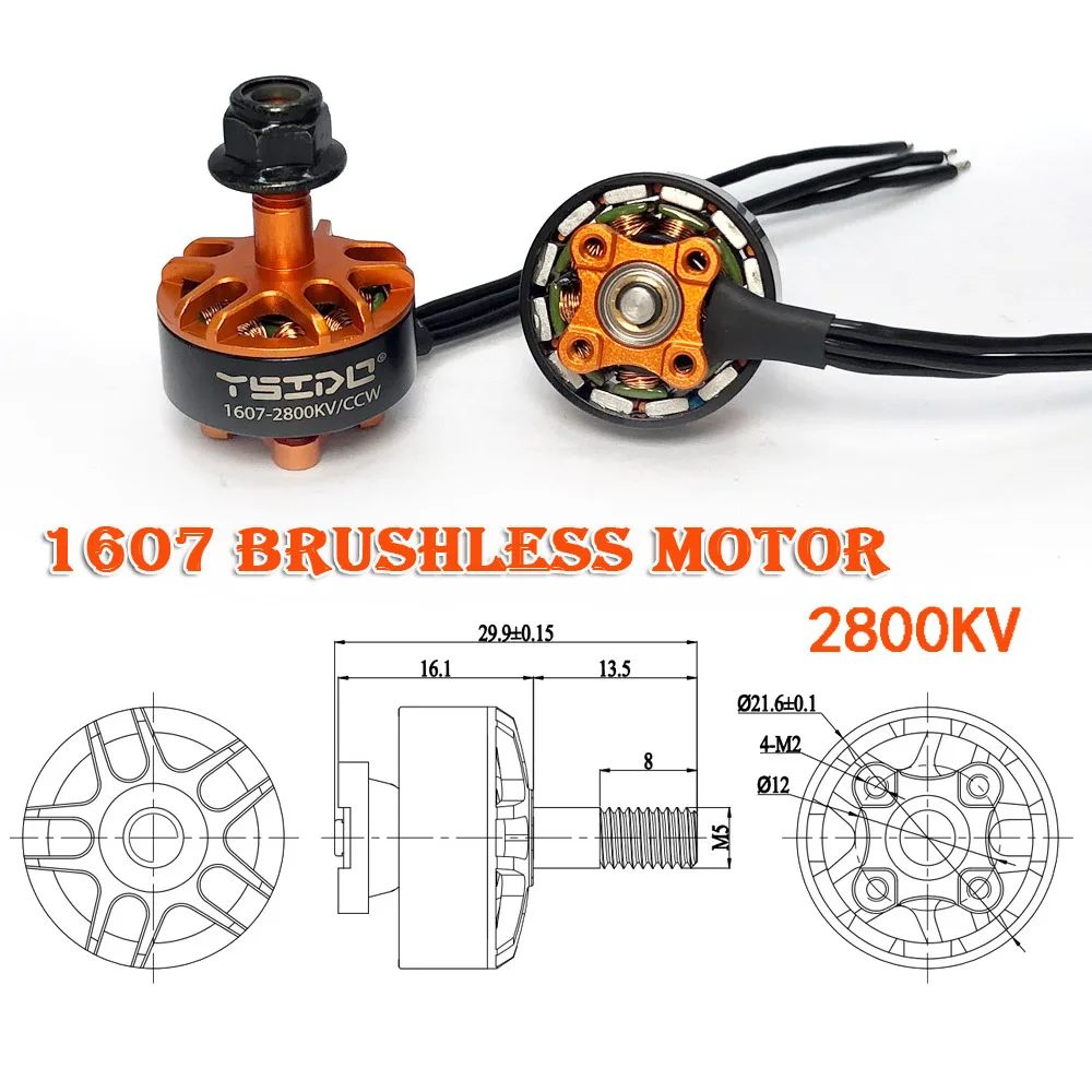 YSIDO 1607 2800KV 3850KV 3-4S Brushless Motor for Micro Mini FPV RC Racing Drone 3 Inch Cineboy 146mm / Cloud-149 149mm Frame