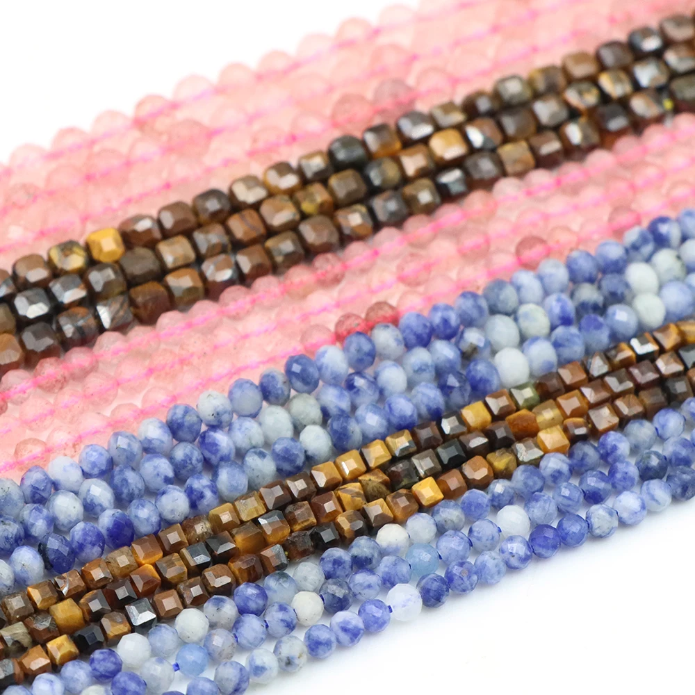 2/3/4mm Rondelle Austria Faceted Crystal Cube Stone Beads Loose Square Spacer Bead for Jewelry Making DIY Gemstone Accessories