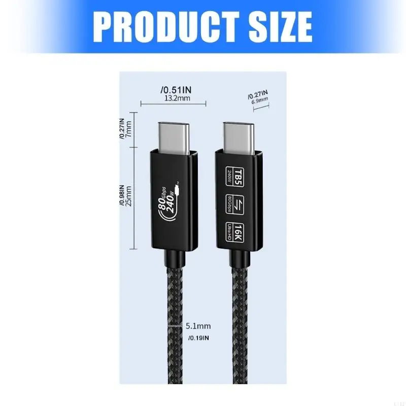 Type C to Type C Cable Usb 4 Cord for 80Gbps Data Transfer, 240W Charging, 16K Video Output and Home Office Desk Monitor K1KF