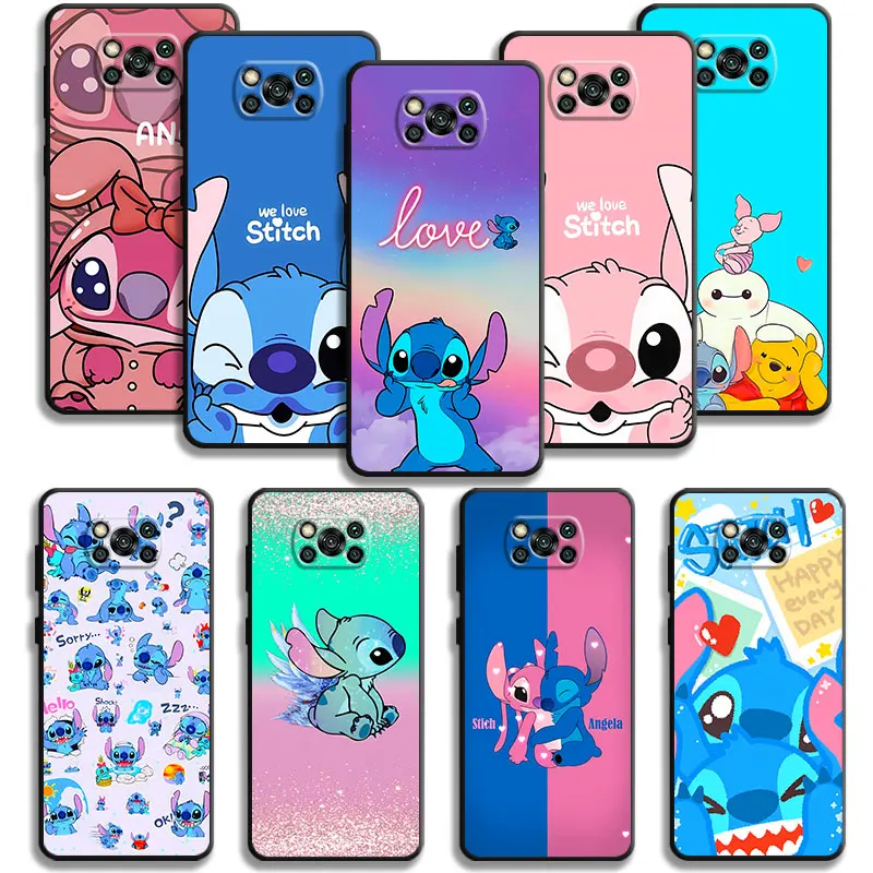 Phone Case For Xiaomi Poco X3 NFC F5 Mi 11T for Huawei P30 P40 for Honor X8a X8 90 for Pixel 7 Pro Disney Cute Stitch Love Angel