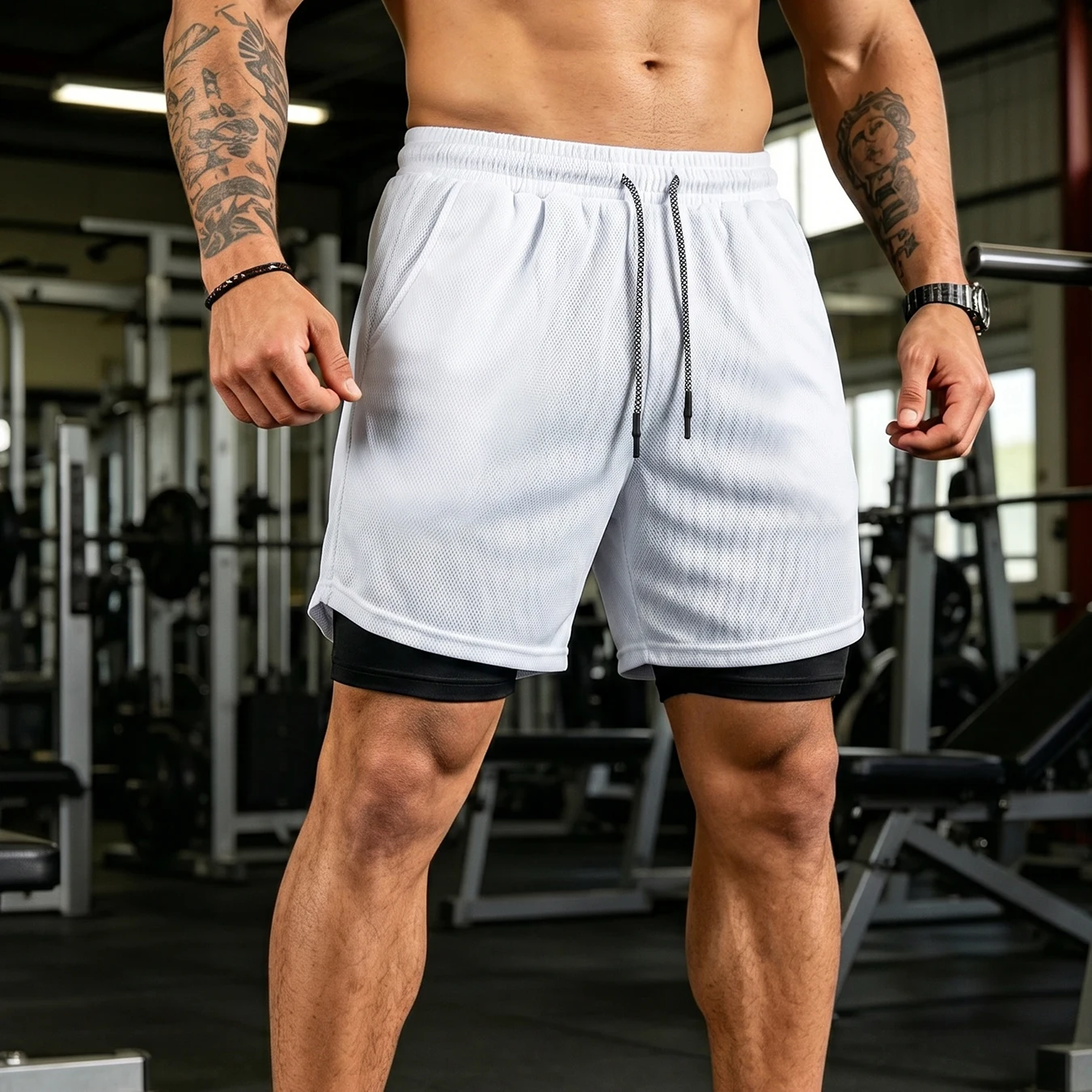 Men Fit Loose Athletic Sweat Shorts Soft Breathable Elastic Drawstring Casual Shorts Gym Running Beach Daily Lounge Bottoms