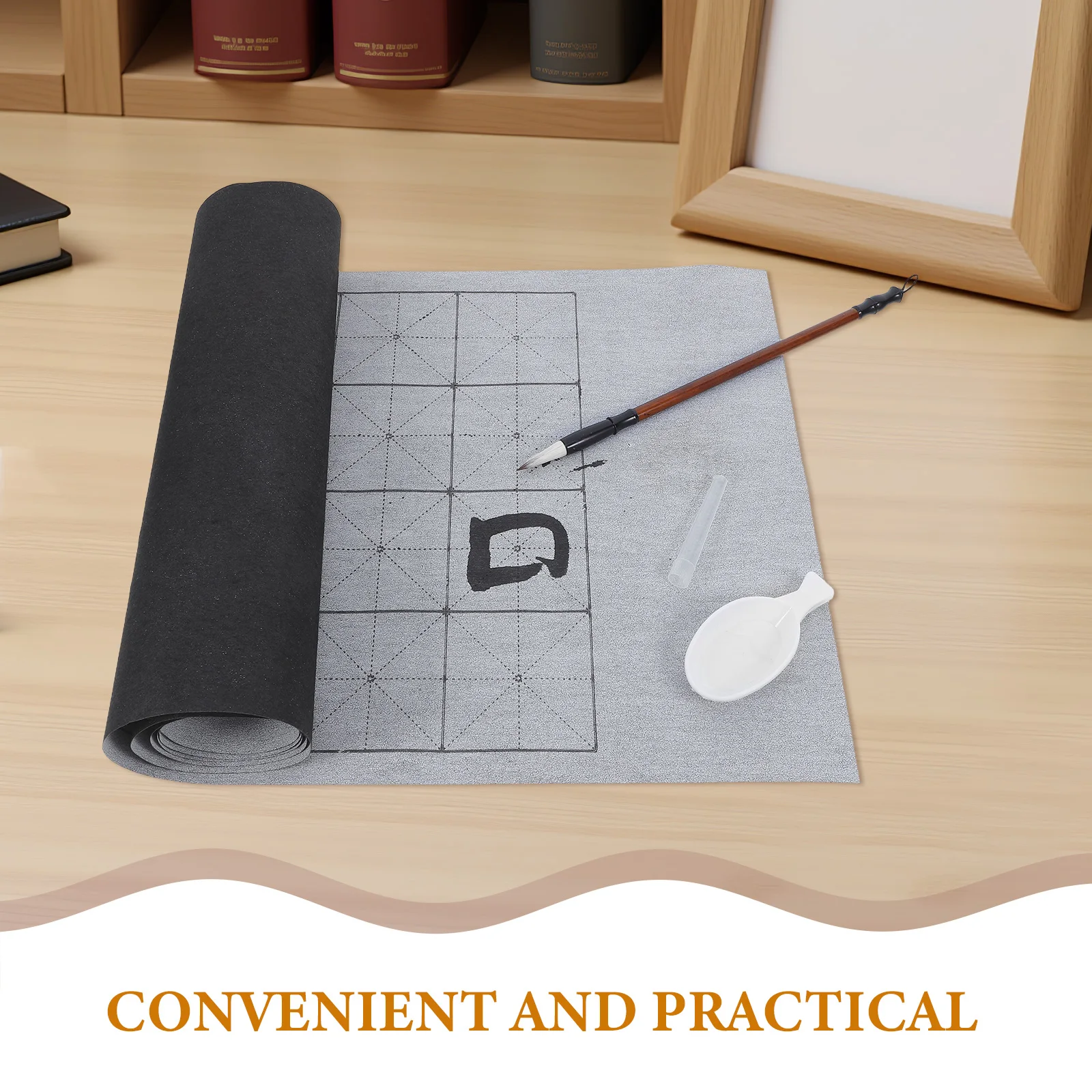 

1 Set Chinese Calligraphy Practice Set Reusable Water Writing Cloth Calligraphy Brush Pen Water Dish For Beginners Daily