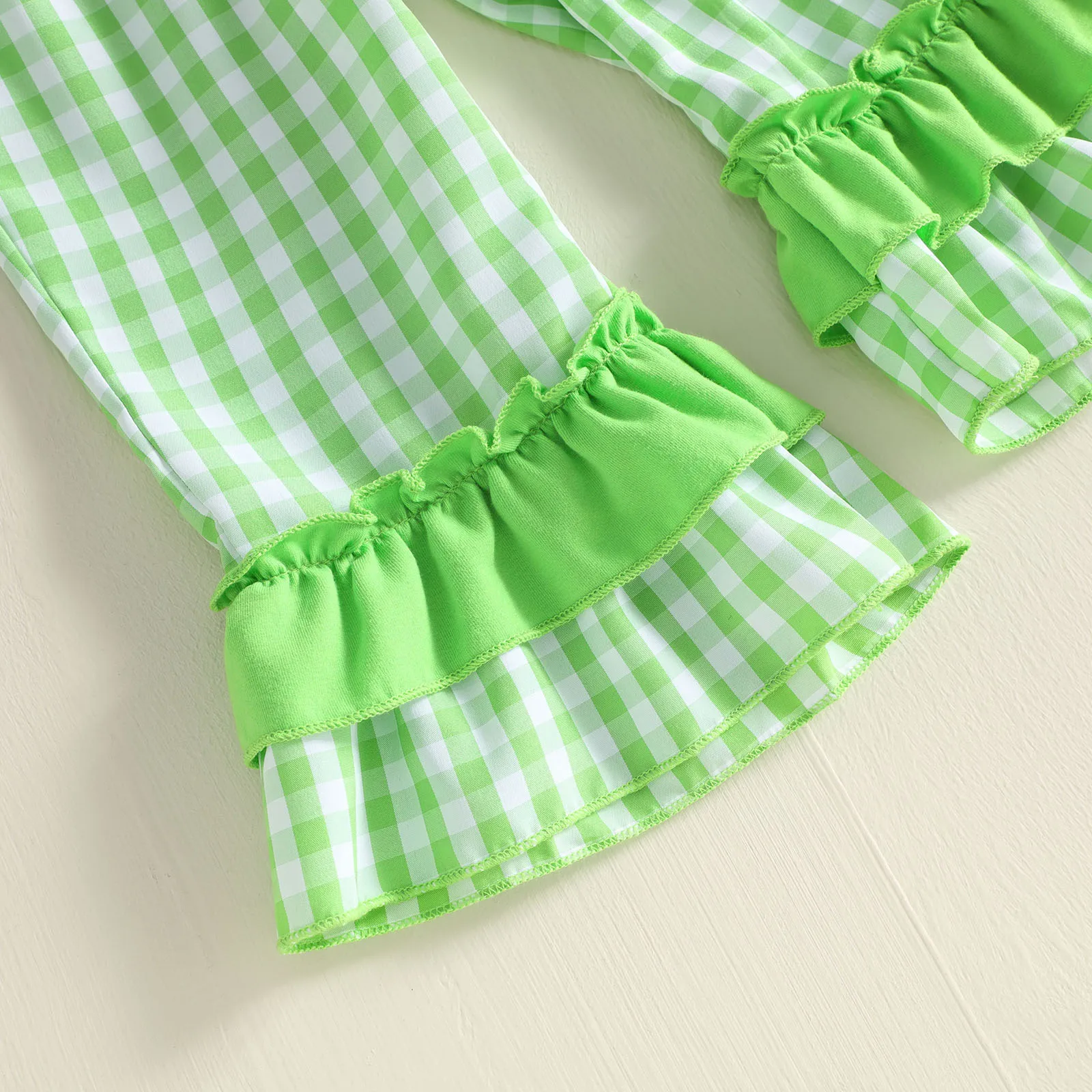 1-4Y Toddler Baby Girl Christmas Outfit Long Sleeve Shirt Tops Plaid Pants 2Pcs Xmas Costume
