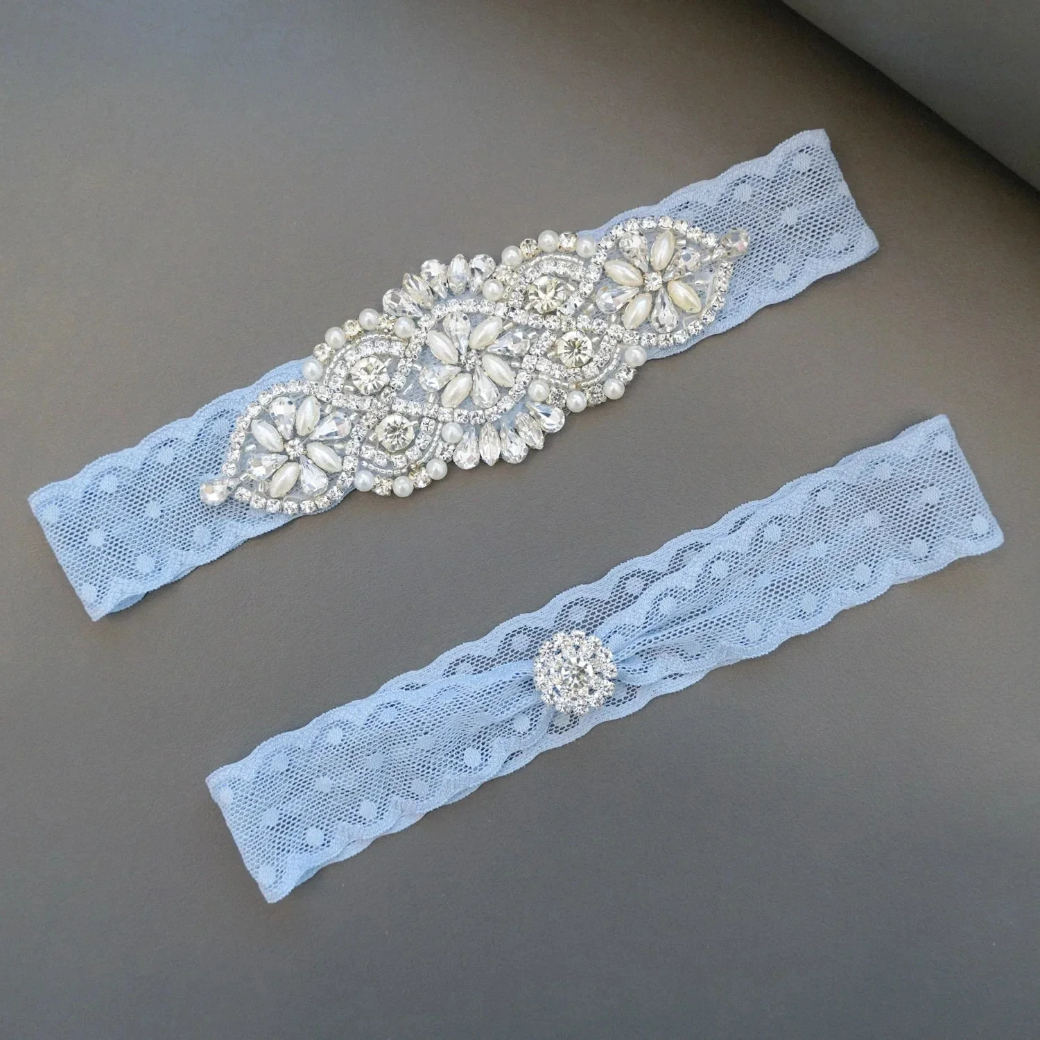 Jarretières de mariage bleu ciel avec perles Citroand, boucle de cuisse élastique, ceinture d'anneau pour patients, cadeau de demoiselle d'honneur