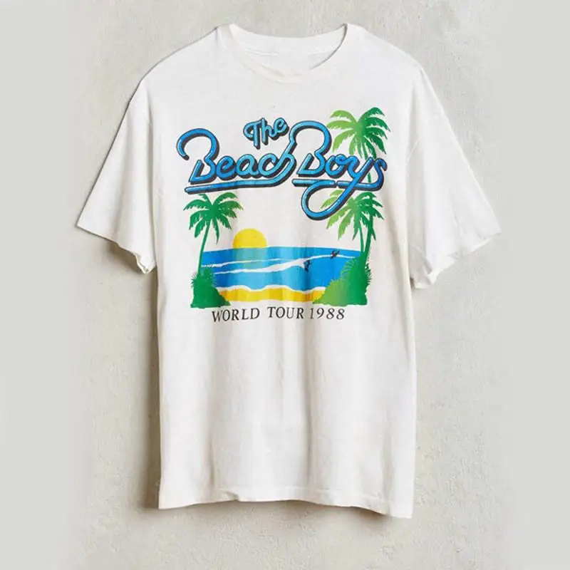 تي شيرت رجالي من The Beach Boys World Tour باللون الأبيض بجميع المقاسات
