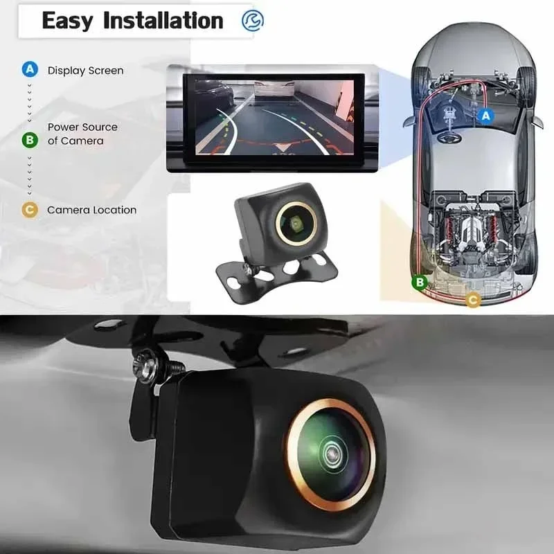 Dynamic Trajectory Fisheye Reverse Backup Camera CCD Car Rear View Universal for Monitor Reversing Parking SUV Tractor Van Truck