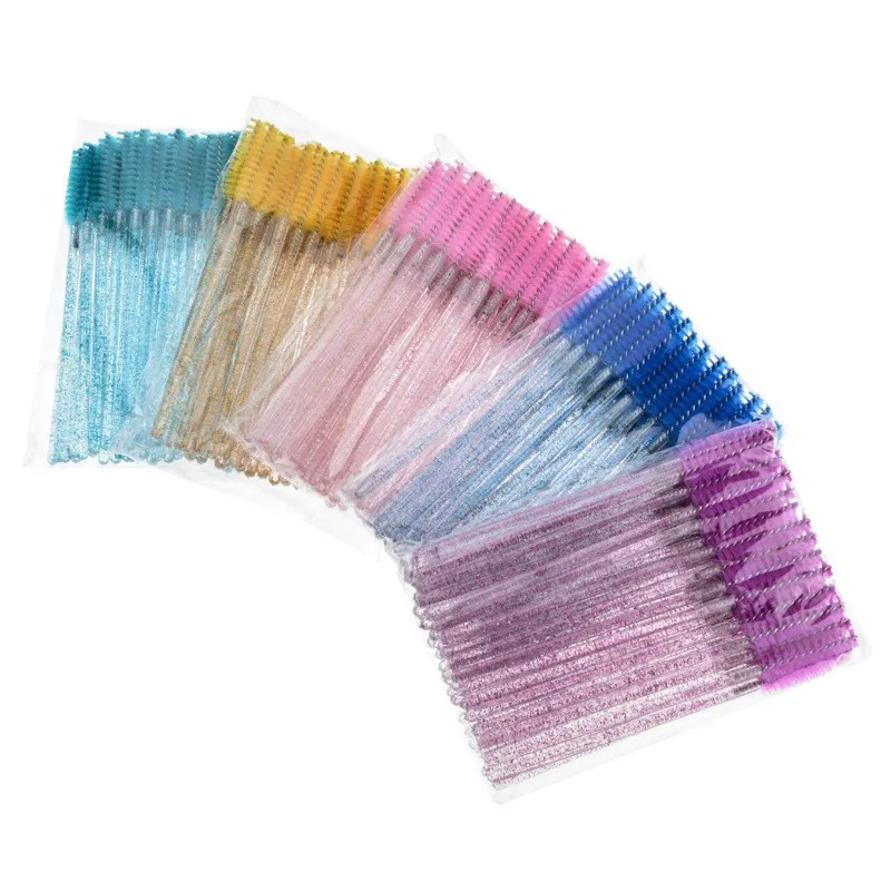Wholesale 100Pcs  Lash Mascara Wand Brush Disposable Eyelash   Soft Head Crystal Eyebrow Extension  Brush Makeup Tool