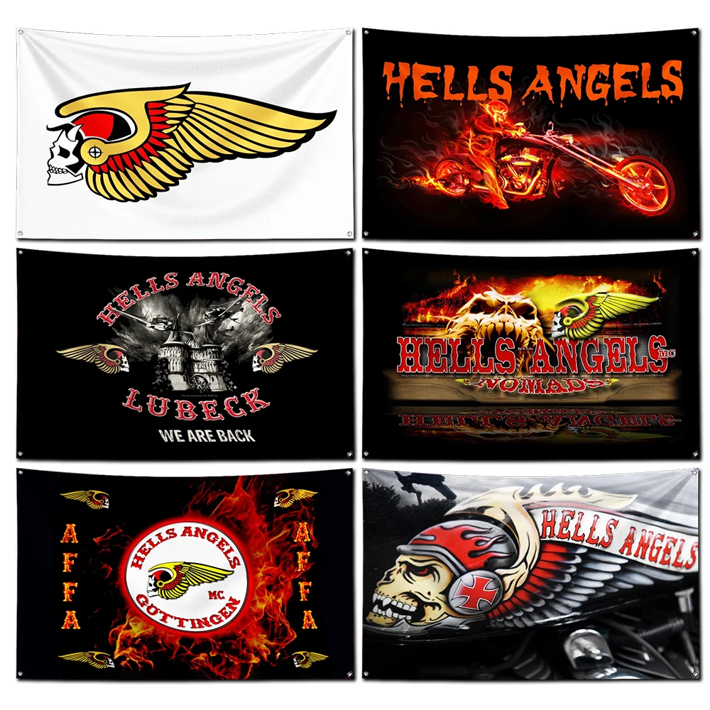 2024 H-Hells Angels MC Flag Polyester Printed Racing Motorcycle Banner For Decor