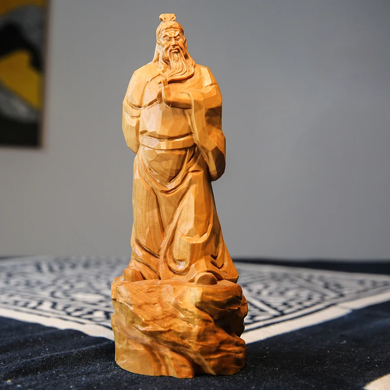 Boxwood 18cm Guan Gong Sculpture Feng Shui Three Kingdoms Wood Statue Collection Wealth God Guanyu Home Decor