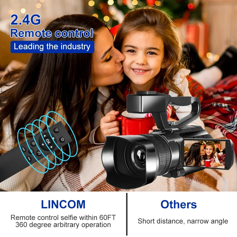 Caméras vidéo 6K pour la photographie 64MP WiFi Webcam en direct caméscope Zoom numérique 18X caméra d'enregistrement Vlog pour Tiktok YouTube