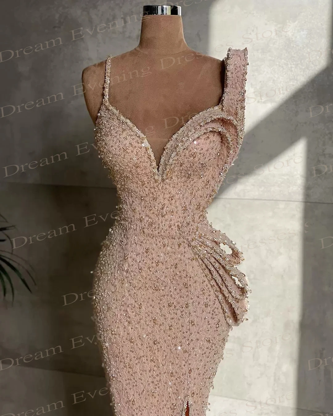 Glitter Pink Mermaid Sweetheart Evening Dresses Elegant Sleeveless Sequin High Slit Prom Gowns Customized For Formal Occasion