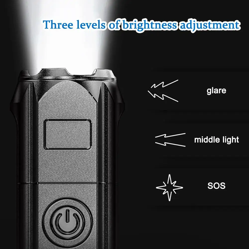 Adjustable Focus Flashlight Rechargeable LED Torch 3 Lighting Modes Long-Range Waterproof Camping Fishing Flashlight