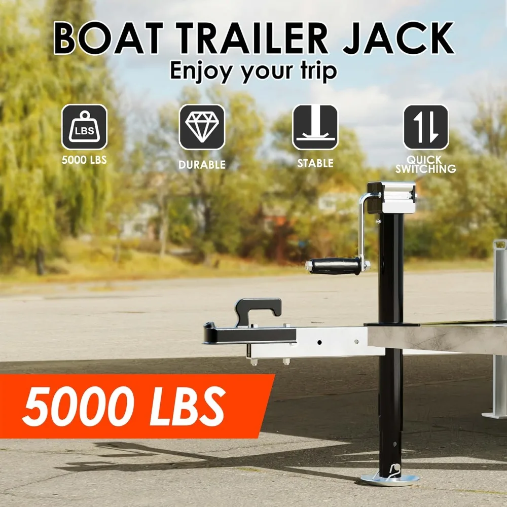 5000 lbs A-Frame Trailer Jack with 15-Inch Lift, Adjustable Drop Leg for RV, Boat, and Utility Trailers