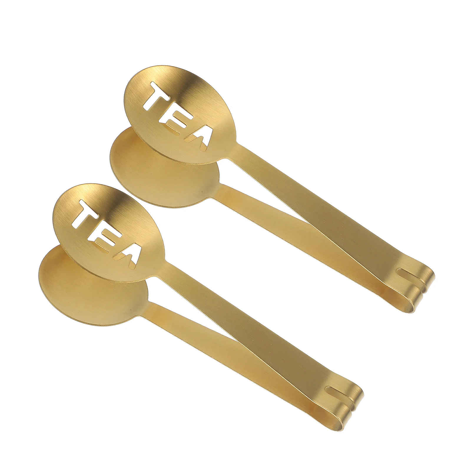 

2pcs Tea Bag Clip Tong Golden Lightweight Multi-function Ergonomic Kitchen Gadgets Food Gripper Stainless Steel