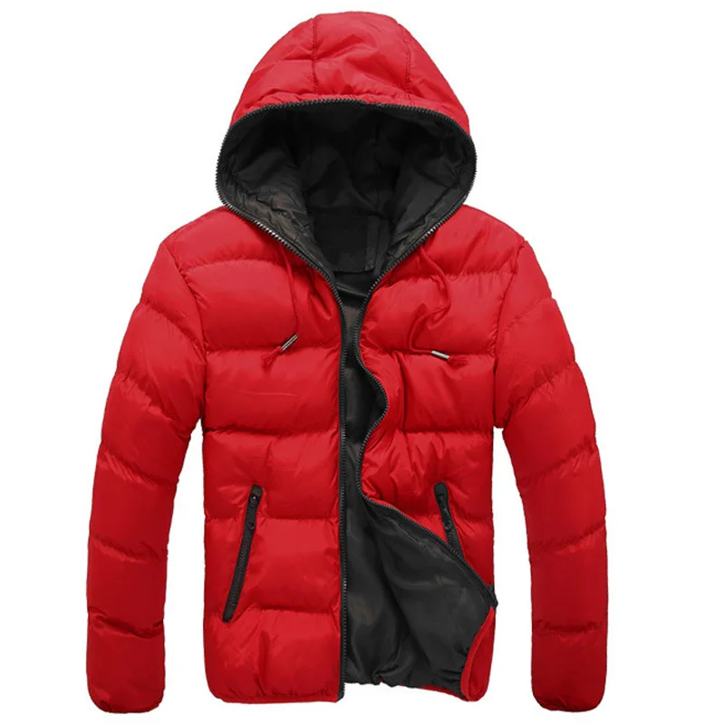 New Cotton Padded Jacket Mens Hooded Parkas Coat Casual Autumn Winter Thin Hooded Cotton Padded Jacket Outdoor Travel Outwear