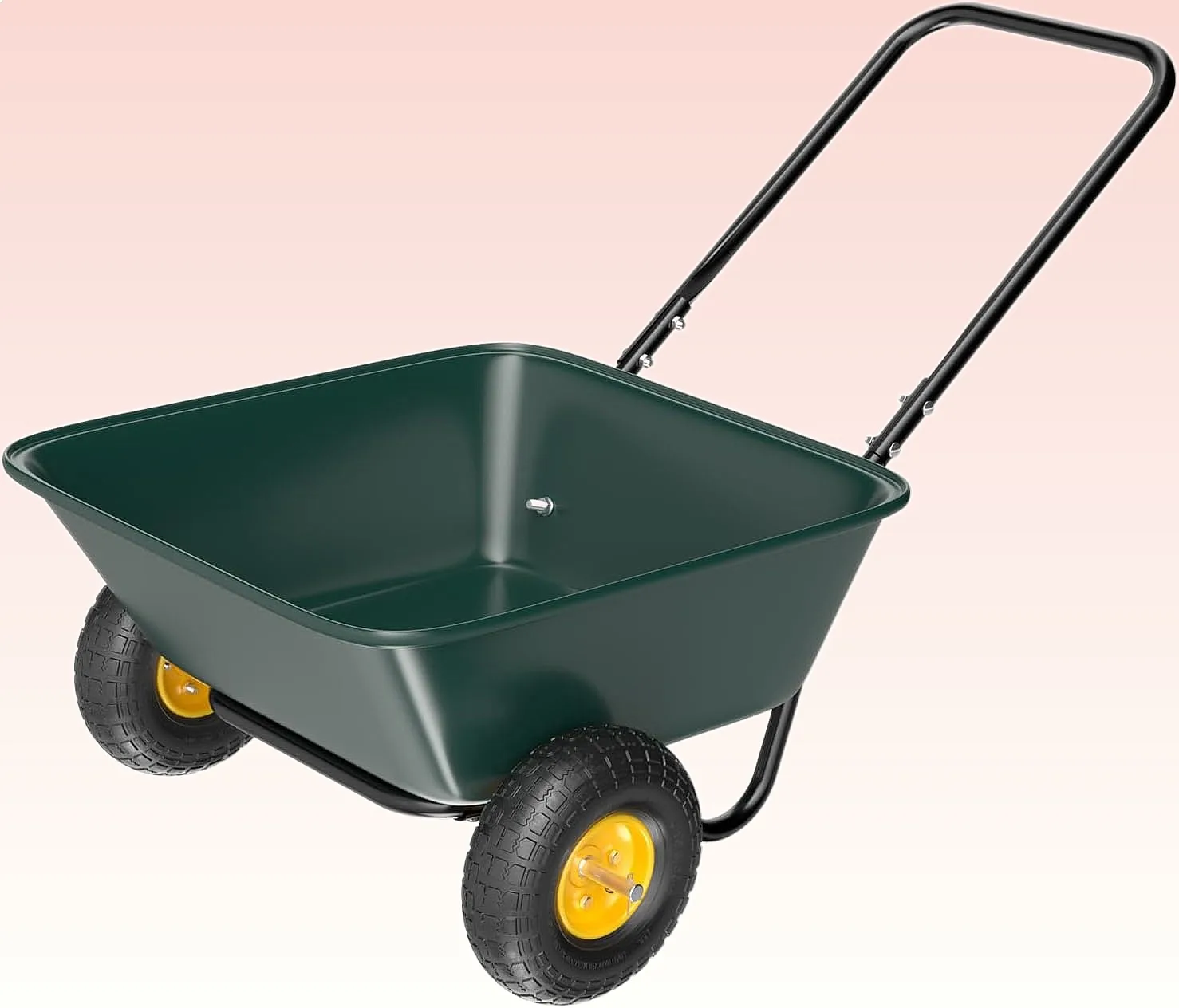 VINGLI 2 Wheel Wheelbarrow 330lbs Capacity Heavy Duty Garden Cart Steel Frame