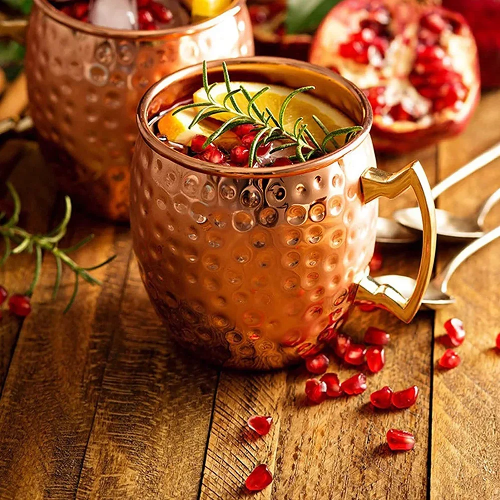 1pc 18oz 304 Stainless Steel Cocktail Mug Moscow Mule Mug Copper Beer Cup Cocktail Beverage Mug Kitchenware Gifts for Men