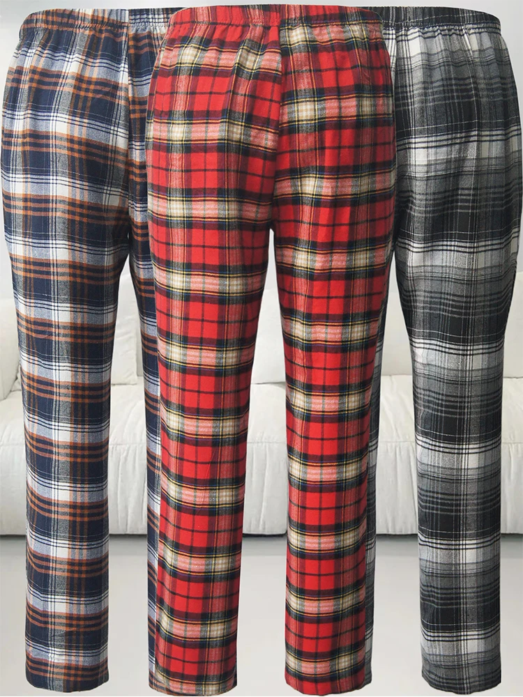 Home Lounge Pants Men\'s Plaid Pajama Pants Pants Elastic Waistband Loose Comfort Straight Pants Joggers Home Sweatpants